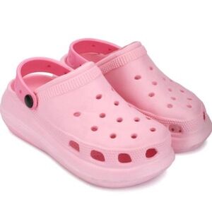 Off brand pink platform crocs